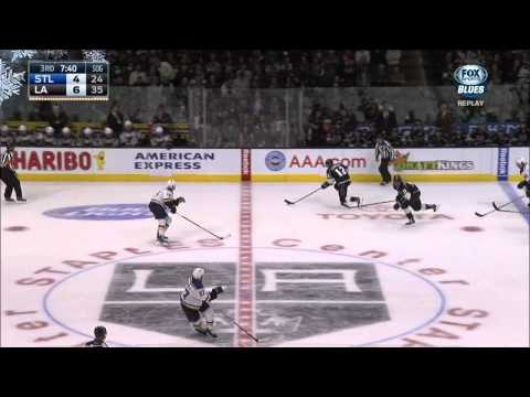 Dwight King kangaroo hop wrist shot goal 6-4 St. Louis Blues vs LA Kings Dec 18 2014 NHL