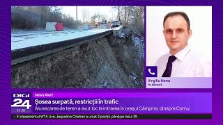 Șosea surpată la intrare în Câmpina. A treia alunecare de teren în câteva săptămâni