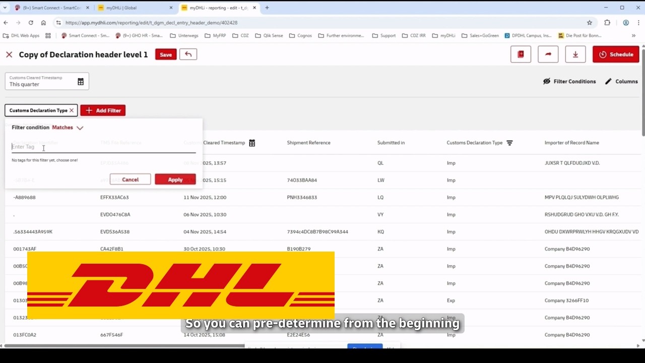 DHL TradeConnect: Customs Report