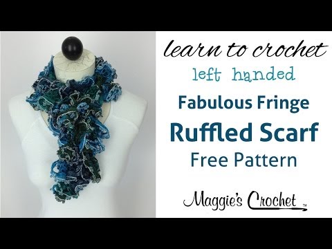 Crochet Ruffled Scarf with Mary Maxim Fabulous Fringe Yarn - Left Handed