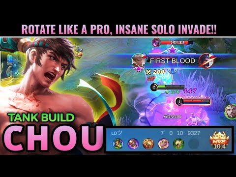 TANK BUILD CHOU | CHOU BEST BUILD 2021 | TOP 1 GLOBAL CHOU BUILD | TANK CHOU MVP GAMEPLAY | MLBB