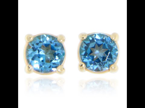 Cercei Stud Fluturaș Aur 14k cu Topaz London Natural - Lumina si Delicatete