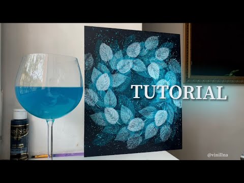 Cosmic leaves print painting process / Leaves painting tutorial / Ocean colors