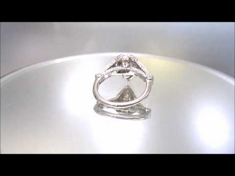 18K WHITE GOLD PEAR SHAPE CUT DIAMOND BEZEL SET ENGAGEMENT RING ART DECO 1.48CTW - KNR INC - 285