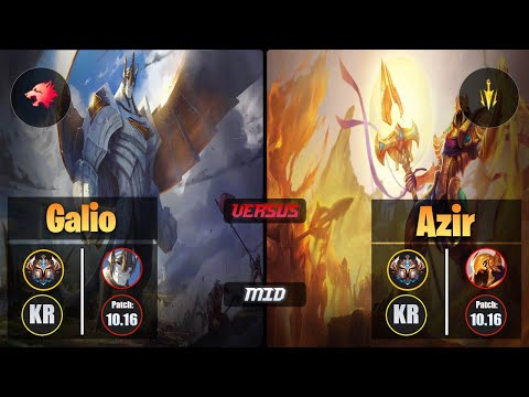Challenger GALIO [Predator] (Mid) VS  AZIR - Challenger KR Patch 10.16