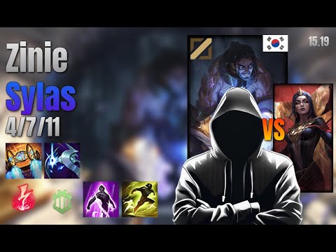 Zinie Mid Sylas vs LeBlanc lol KR solo rank Full Game 15.19 | Zinie 사일러스 vs 르블랑