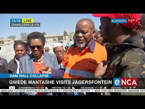 Dam Wall Collapse Gwede Mantashe visits Jagersfontein