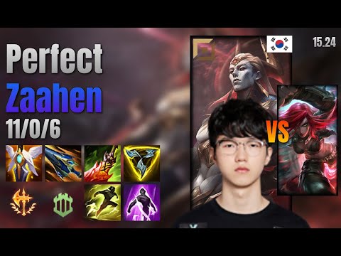 Perfect Top Zaahen vs Katarina lol KR solo rank Full Game 15.24 | 퍼펙트 자헨 vs 카타리나