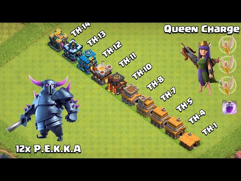 Every Town Hall Vs PEKKA Vs Queen Charge | Clash of Clans
