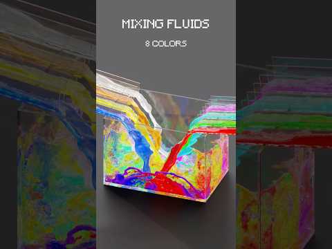 Satisfying Rainbow Fluid Mix ASMR | Blender 3D #Shorts