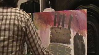 Patrick Porter Paints "Schd'y Red (Factory Town)" Live On His Floorboards