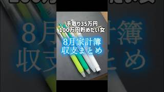 【8月収支】100万円貯めたい女の家計見直し#ジュエリー #貯金 #30代 #家計管理 #浪費 #家計簿