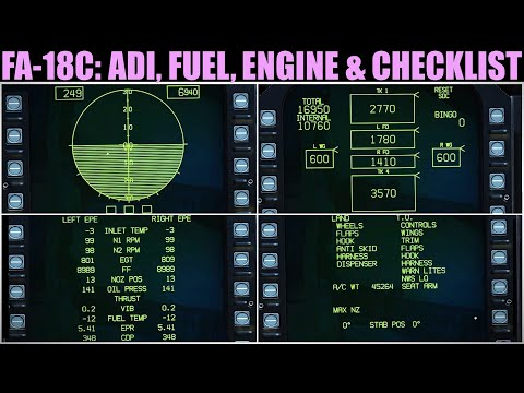 FA-18C Hornet: FUEL, ADI, ENG & CHECKLIST DDI Pages Tutorial | DCS WORLD