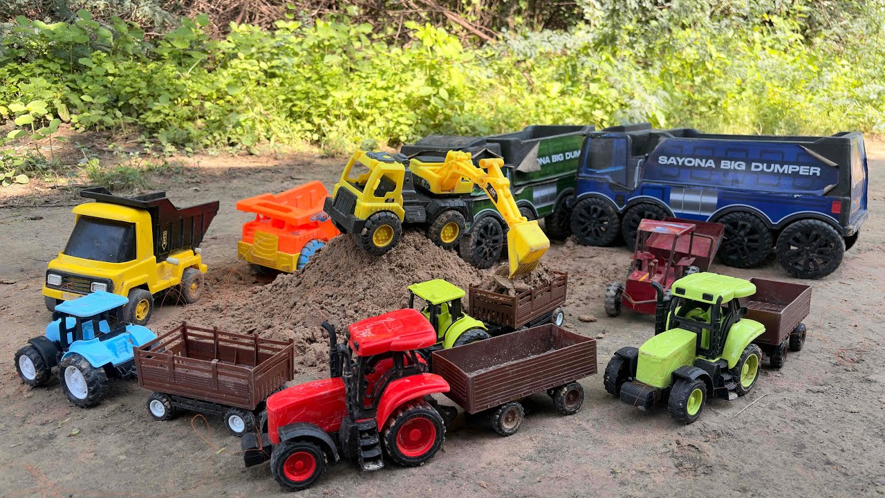 🚜 Toy Excavator, Tractor & Dump Truck at Construction 18 Site RR toys 