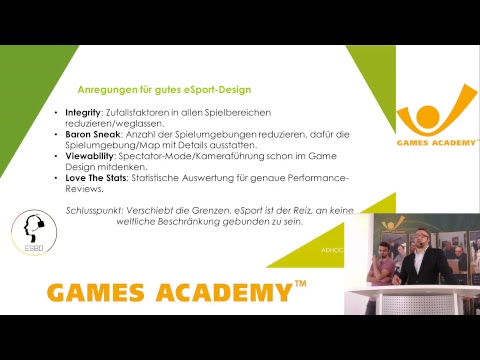 DevDay: Developing eSports, Games Academy Livestream 16.05.2018