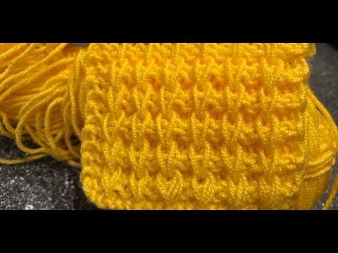 Узоры спицами. Узор вертикальные цепочки из длинных петель