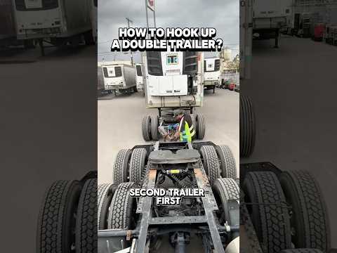How to hook up a double trailer. #truckdriver #trucking #semi #cdl