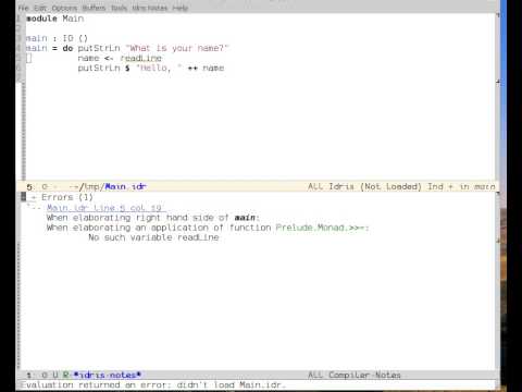 Idris mode: how to run your programs