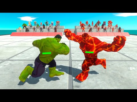 1 vs 1 Superheroes vs Lava Itself - Animal Revolt Battle Simulator