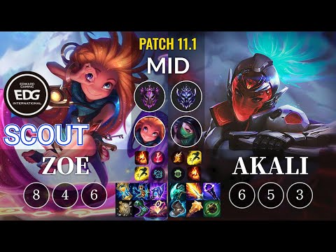 EDG Scout Zoe vs Akali Mid - KR Patch 11.1