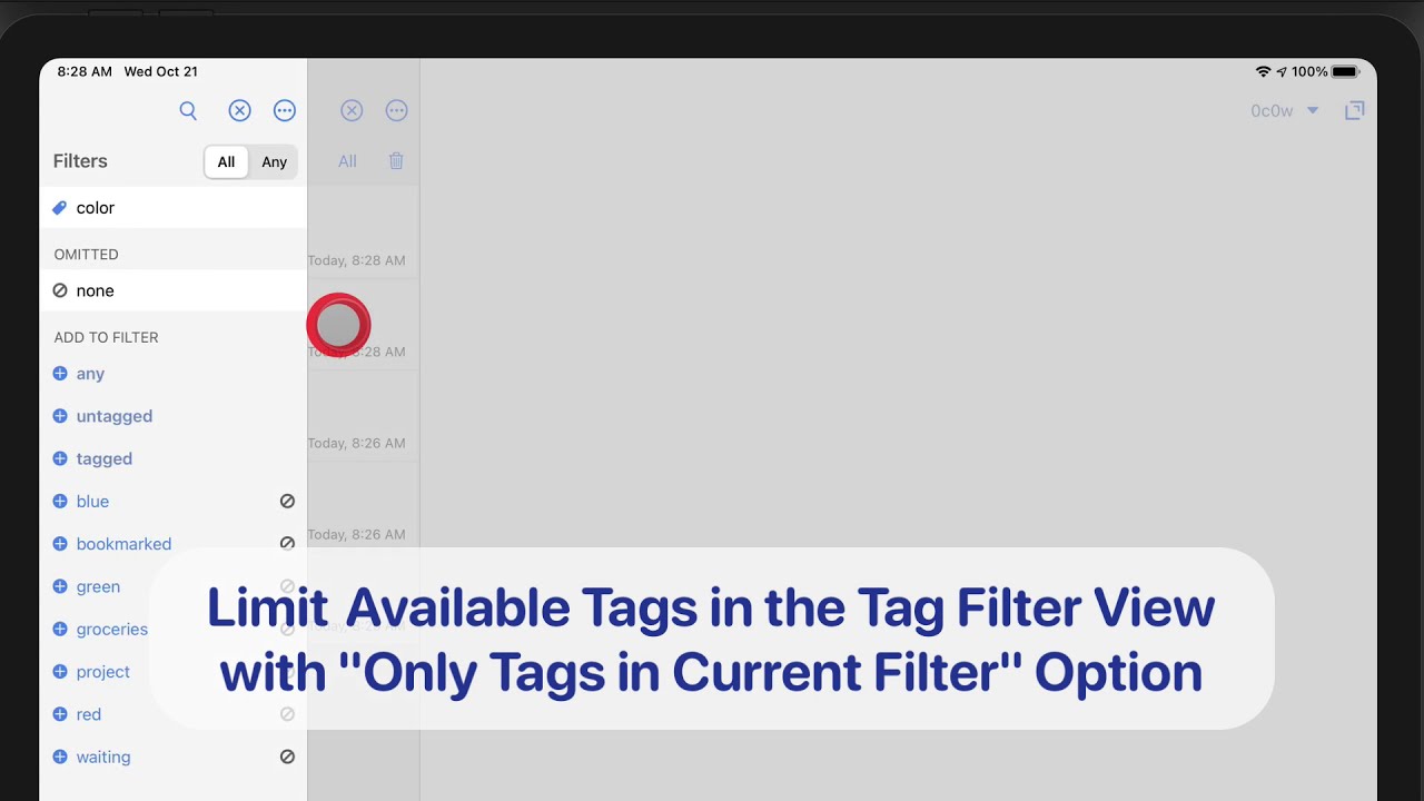 Available limit. Filter by tags.