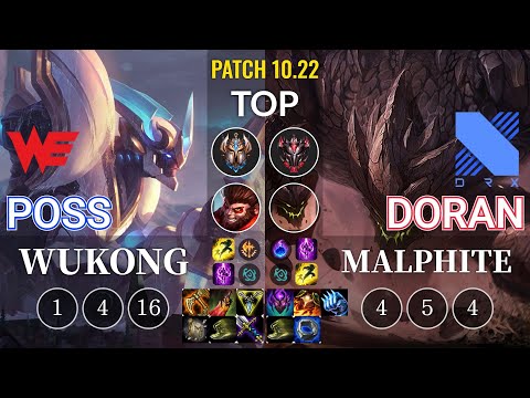 WE Poss Wukong vs DRX Doran Malphite Top - KR Patch 10.22