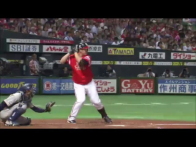 【4回裏】ホークス・李大浩 14号ソロホームランですかさず同点に追いつく!!