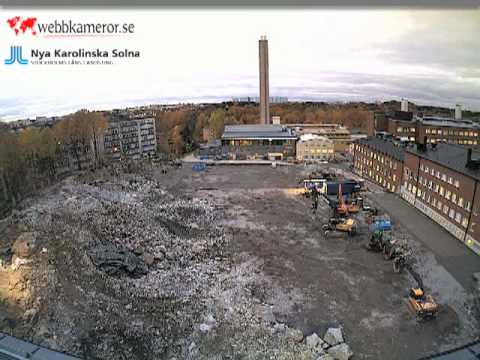 Tukholma, Nya Karolinska Solna, timelapse, louhintatyöt