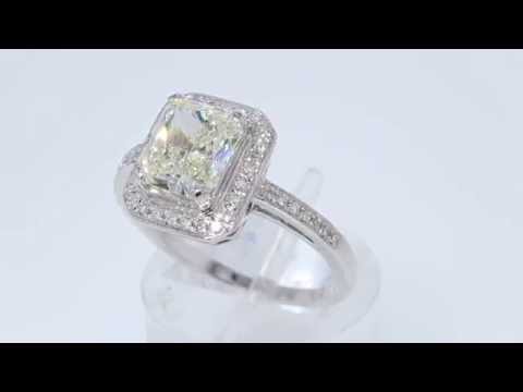 2.05CT Radiant Diamond Halo Engagement Ring IGI Cert/Appr $12K $5500