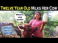 12 Year Old FARM GIRL Milks Her COW