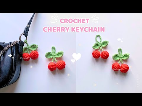 Crochet cherry keychain step by step 🍒 Cute and Easy 🍒 Beginner friendly #movadiy
