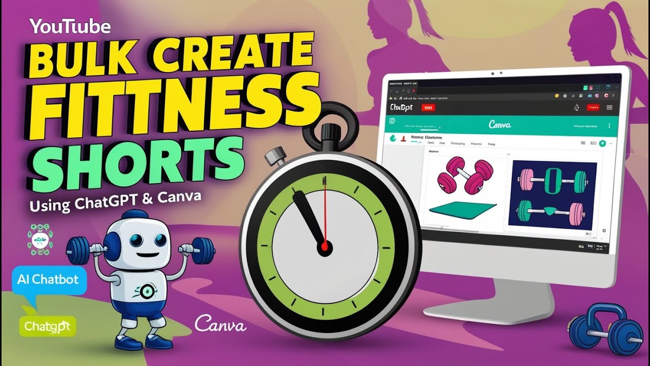 Bulk Create Fitness YouTube Shorts Using ChatGPT & Canva