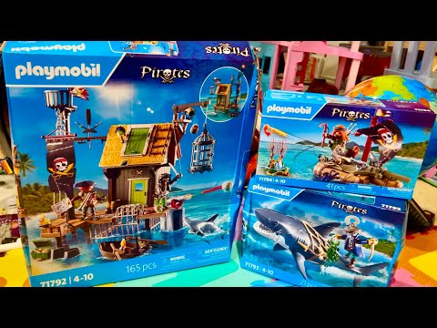 Playmobil Pirates #playmobil Pirate Harbor, Giant Shark with Pirate, Pirate Raft with Treasure