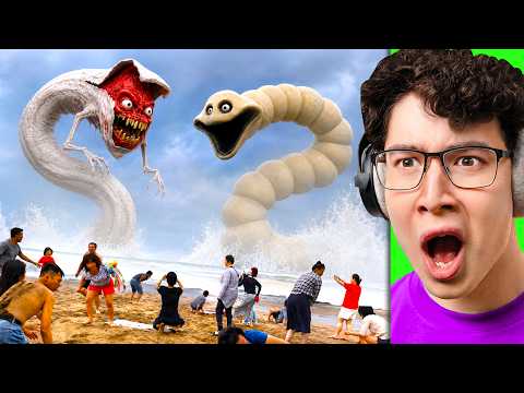 Reacting to GIANT Worms vs REAL LIFE (Animation)