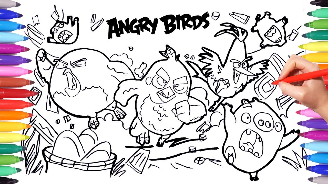 Angry Birds Coloring pages for Kids | How to draw and color Angry Birds Movie | Coloring book