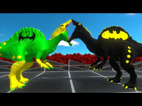 IRONFIST SPINOSAURUS vs BATMAN SPINOSAURUS DEATH RUN - Animal Revolt Battle Simulator