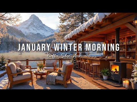Relaxing January Winter Morning at Outdoor Coffee Shop Ambience ❄ Soft Jazz Music for Work & Study