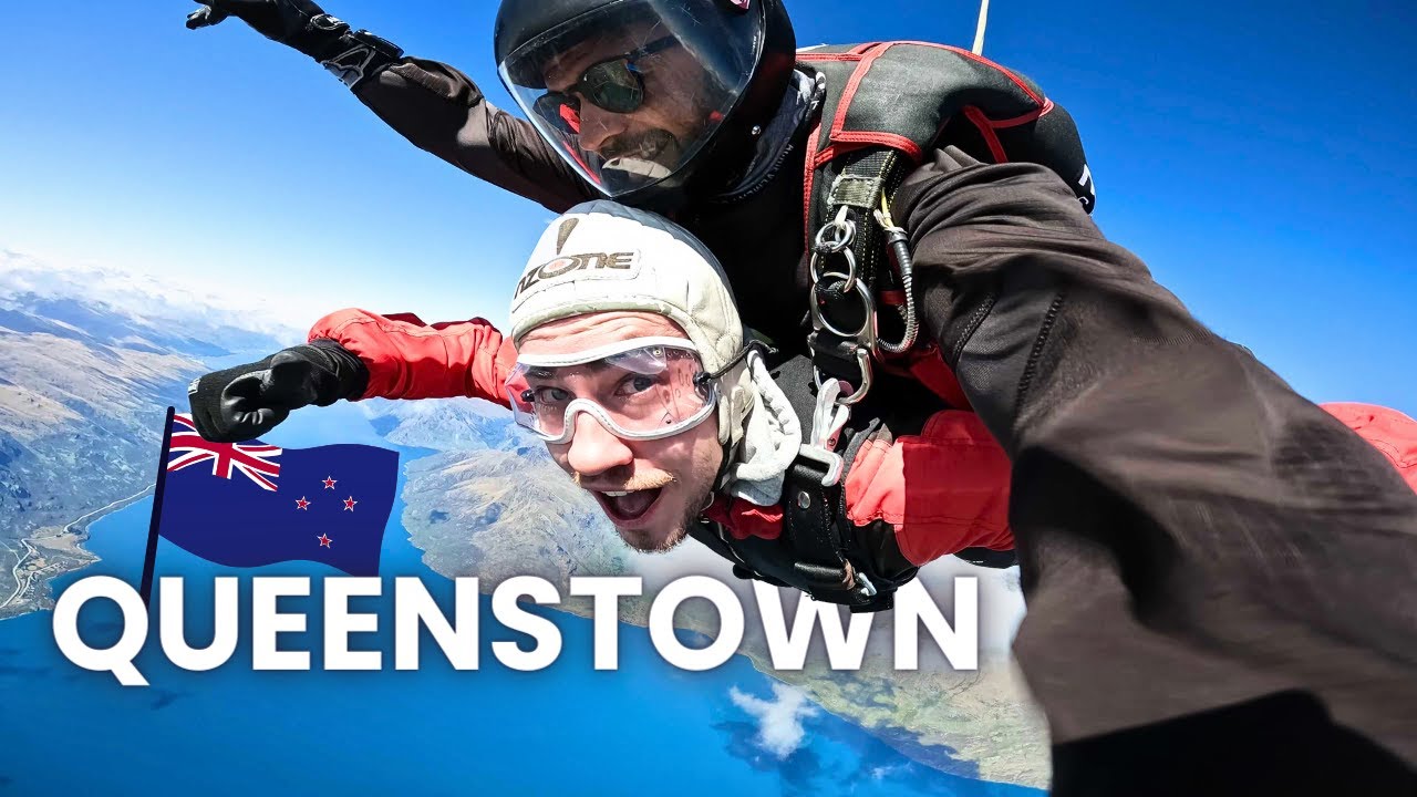 Experience tandem Skydiving over sparkling lake and alpine landscapes