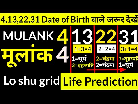 Mulank 4 | 4, 13, 22, 31 D.O.B lo Shu grid | Lo shu grid | Lo shu grid hindi | Lifestyle lo shu grid
