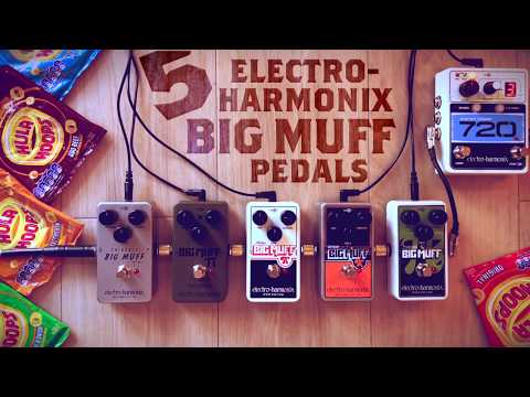 5 EHX Nano Big Muff Pedals (Nano, Triangle, Green Russian, OpAmp, Nano Bass Big Muff)