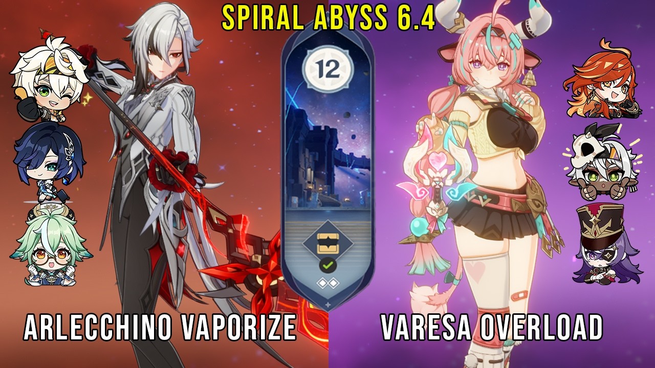 C0 Arlecchino Vaporize and C0 Varesa Overload | Genshin Impact Abyss 6.4 Floor 12 9 Stars