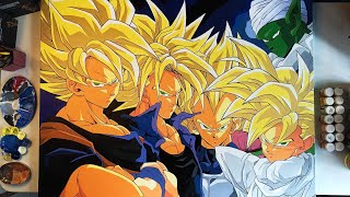 Drawing The Saiyan Family in large size Canvas 40x30 inches - Commission