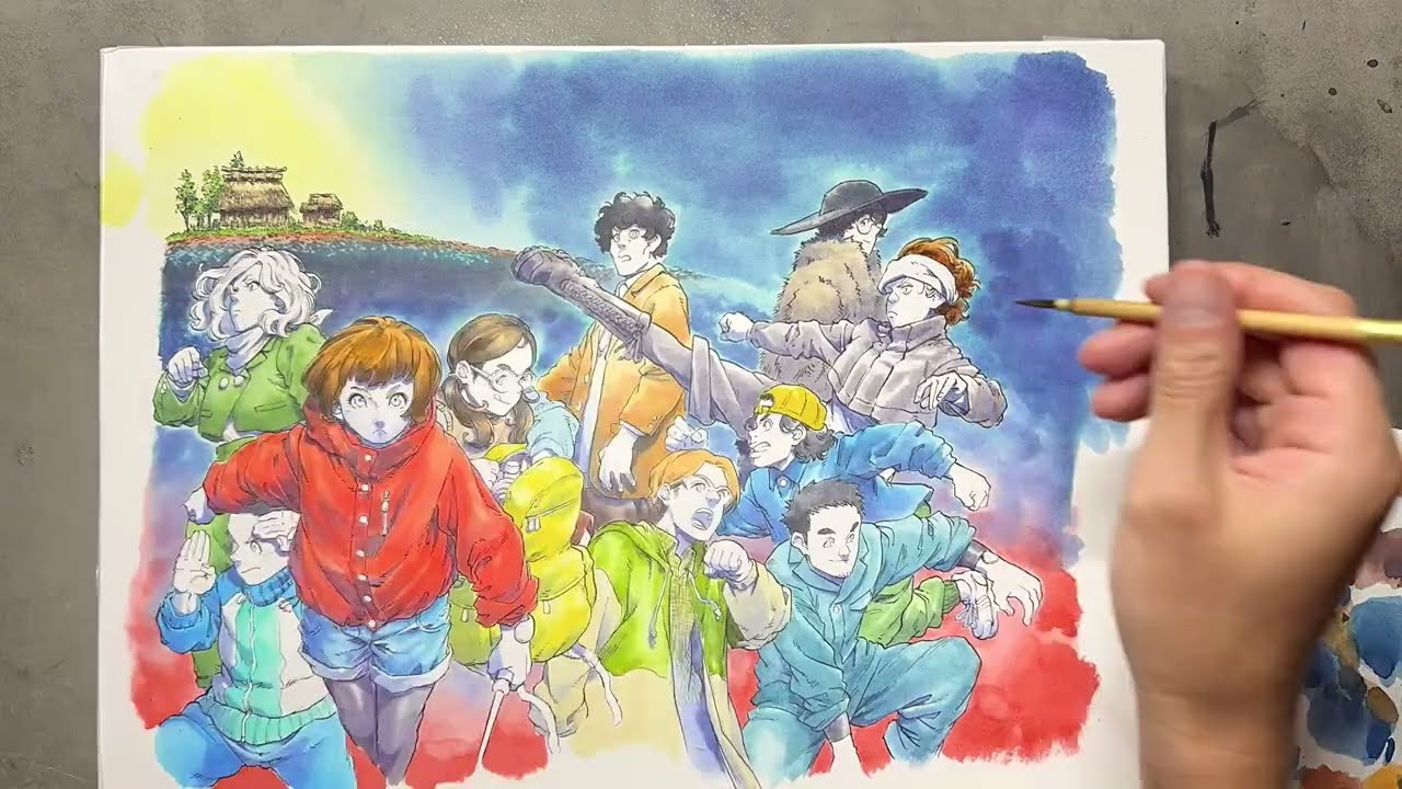 『私立探検家学園7-落日のフロンティア』　カバーイラスト作画 | Making of "Private Explorer School 7" cover illustration