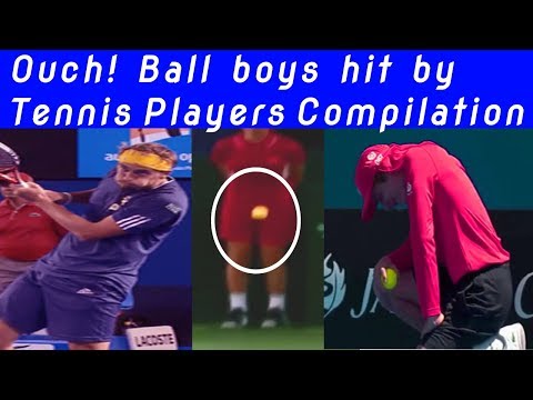 Tennis Players hit Ball Boy funny and painful moments compilation 2017