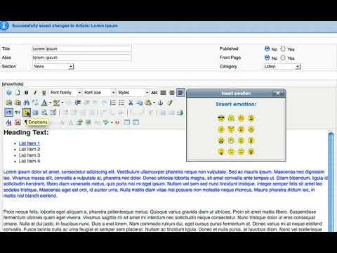 Joomla 1 5 Beginner Lesson 21 Inserting Text