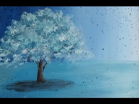 Acrylic Painting Surreal Turquoise Tree Painting
