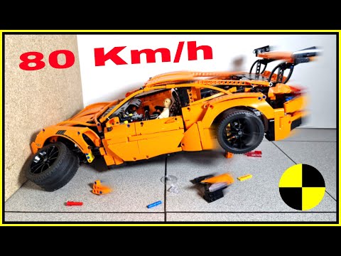 Lego 42056 CRASH 🚨 80 KM/H 🚨 Lego car crash test - Lego Technic Porsche 911