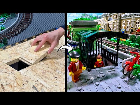 Tischplatte durchbrochen für die Unterführung... Bau einer Lego Stadt Teil 285.