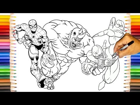 SPIDER-MAN Coloring Pages / Spider-Man Vs Rhino and Venom / SAILANY Coloring Kids