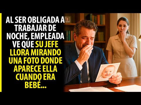 AL SER OBLIGADA A TRABAJAR DE NOCHE, EMPLEADA VE QUE SU JEFE LLORA MIRANDO UNA FOTO DONDE APARECE...